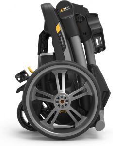 Il carrello da golf con gps Powakaddy CT6 da piegato